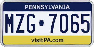 PA license plate MZG7065