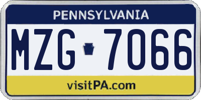 PA license plate MZG7066