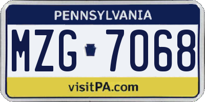 PA license plate MZG7068