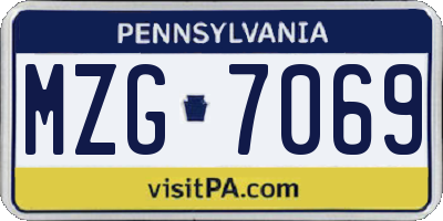 PA license plate MZG7069