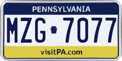 PA license plate MZG7077