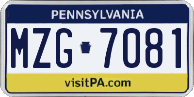 PA license plate MZG7081