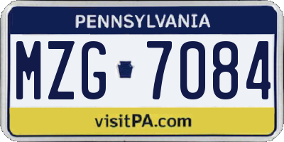 PA license plate MZG7084