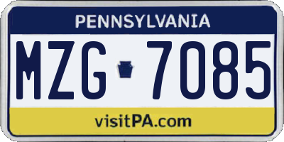 PA license plate MZG7085