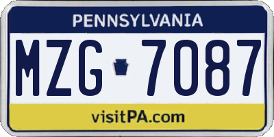 PA license plate MZG7087