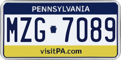 PA license plate MZG7089