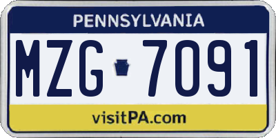 PA license plate MZG7091