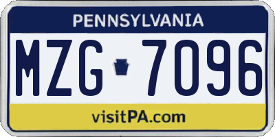 PA license plate MZG7096