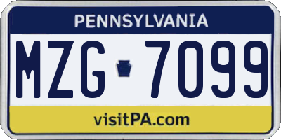 PA license plate MZG7099