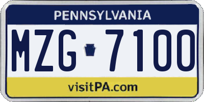 PA license plate MZG7100