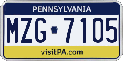 PA license plate MZG7105