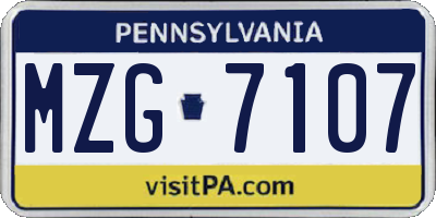 PA license plate MZG7107