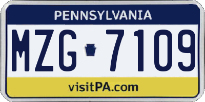 PA license plate MZG7109