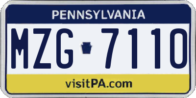 PA license plate MZG7110