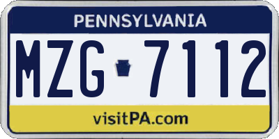 PA license plate MZG7112