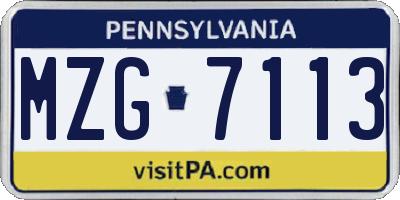 PA license plate MZG7113