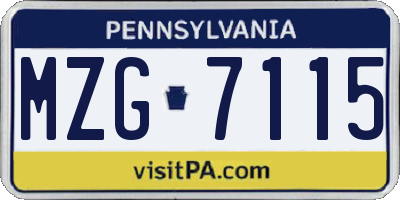 PA license plate MZG7115