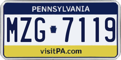 PA license plate MZG7119