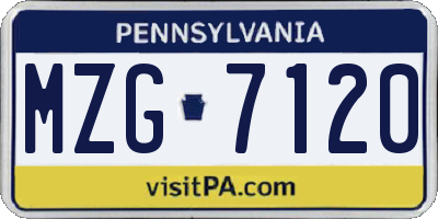 PA license plate MZG7120