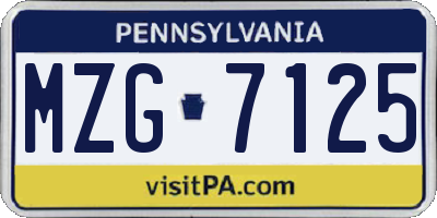 PA license plate MZG7125