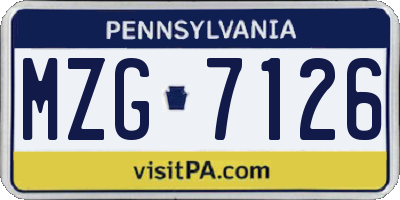 PA license plate MZG7126