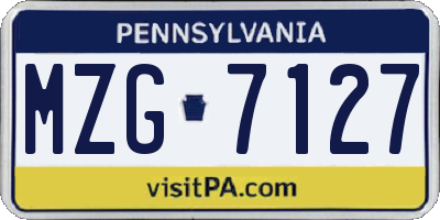 PA license plate MZG7127