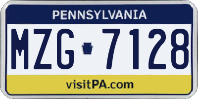 PA license plate MZG7128