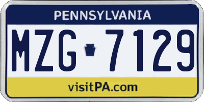 PA license plate MZG7129