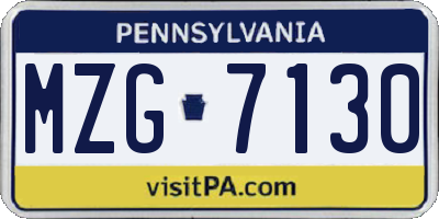 PA license plate MZG7130