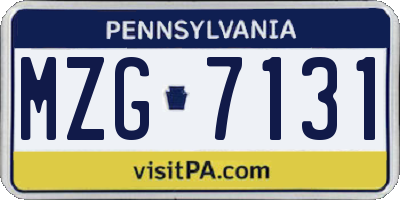 PA license plate MZG7131