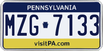 PA license plate MZG7133