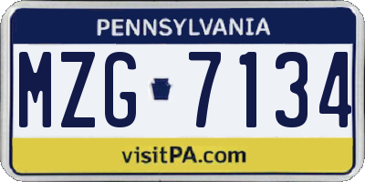 PA license plate MZG7134