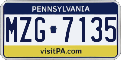 PA license plate MZG7135