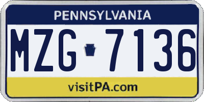 PA license plate MZG7136