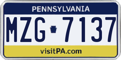 PA license plate MZG7137