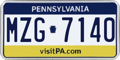 PA license plate MZG7140