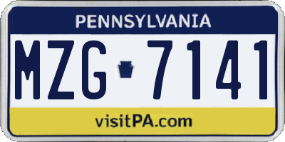 PA license plate MZG7141