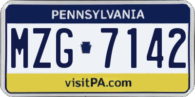 PA license plate MZG7142