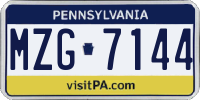 PA license plate MZG7144