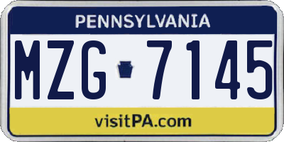 PA license plate MZG7145