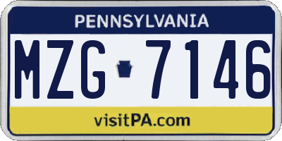 PA license plate MZG7146