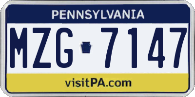 PA license plate MZG7147