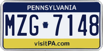 PA license plate MZG7148