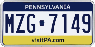 PA license plate MZG7149
