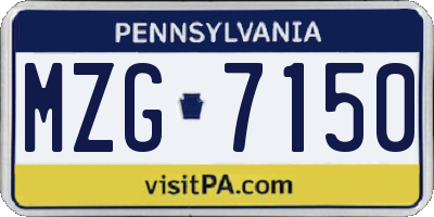 PA license plate MZG7150
