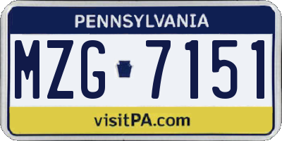 PA license plate MZG7151