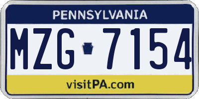 PA license plate MZG7154