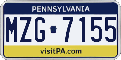 PA license plate MZG7155