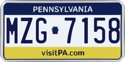 PA license plate MZG7158