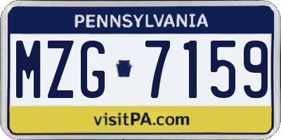 PA license plate MZG7159